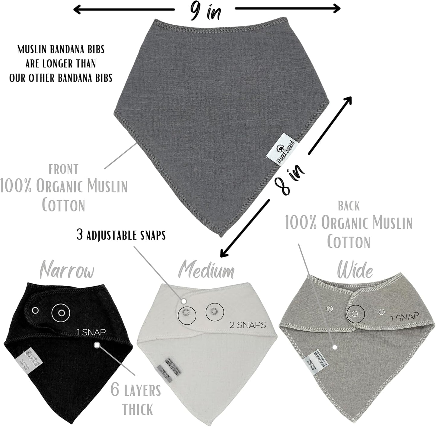 DiaperSquad's Baby Bibs for Drooling and Teething, Bibs for Boys, Baby Girl - Solid Cotton Baby