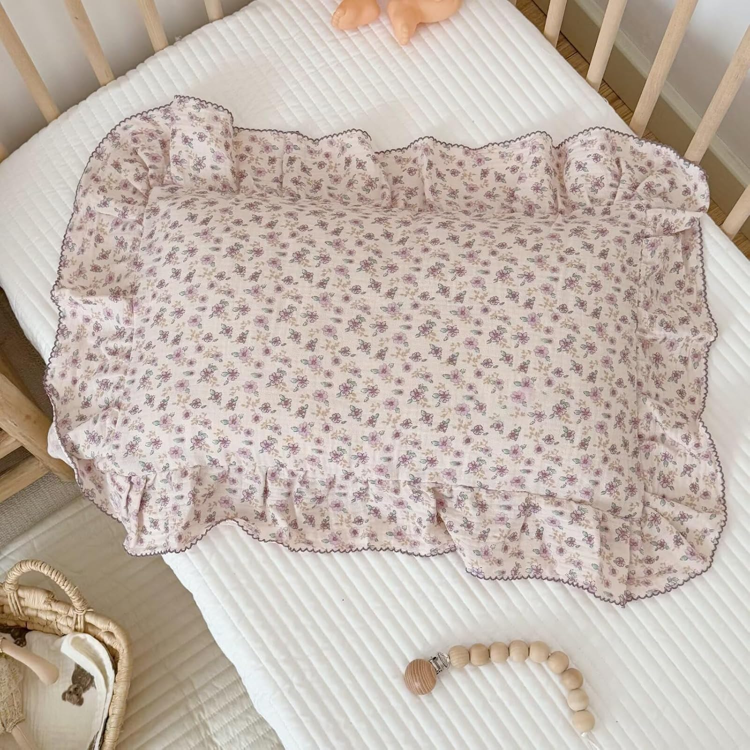 BuLuTu Purple Flower Print Kids Pillow Cases 20"x26" Fit for Standard Size Pillow, Soft Lightweight