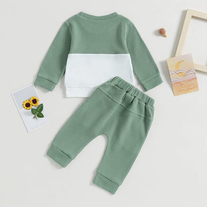 Kupretty Toddler Baby Boy Fall Winter Clothes Color Block Long Sleeve Sweatshirt Pullover Tops +