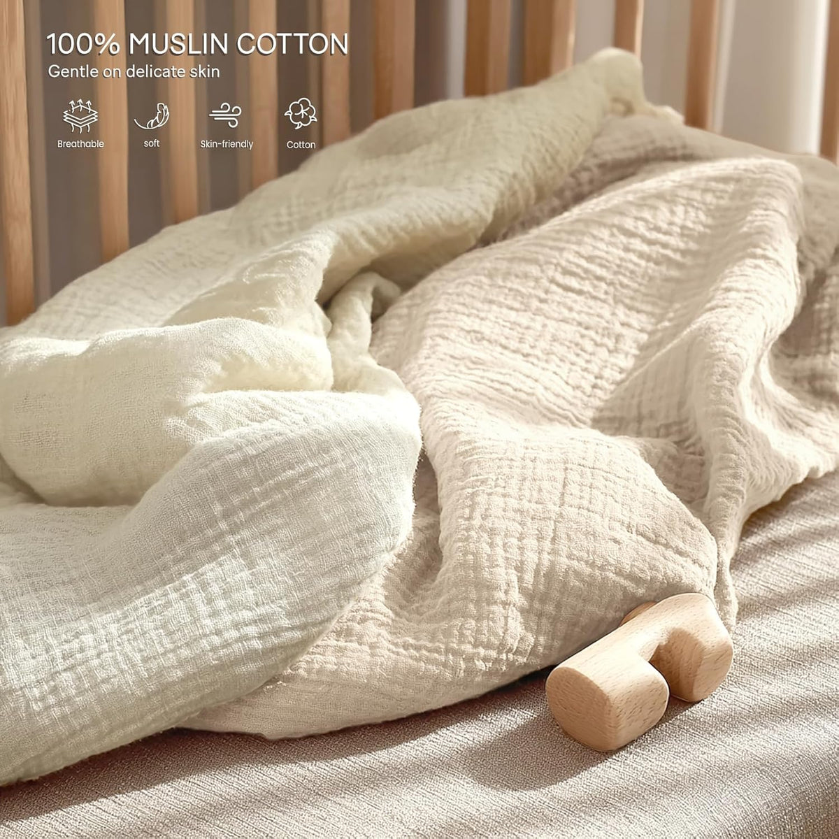 lulumoon Baby Muslin Crib Sheets - Toddler Cotton Fitted Crib Sheets Neutral for Boys and Girls