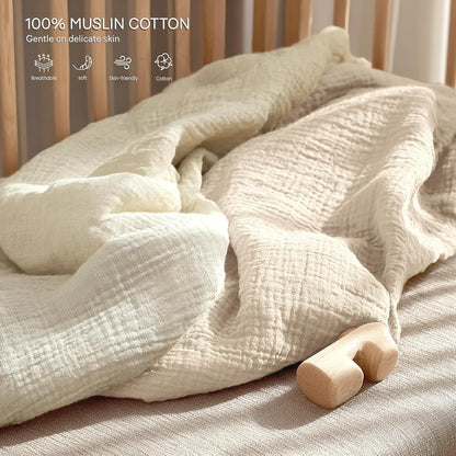 lulumoon Baby Muslin Crib Sheets - Toddler Cotton Fitted Crib Sheets Neutral for Boys and Girls