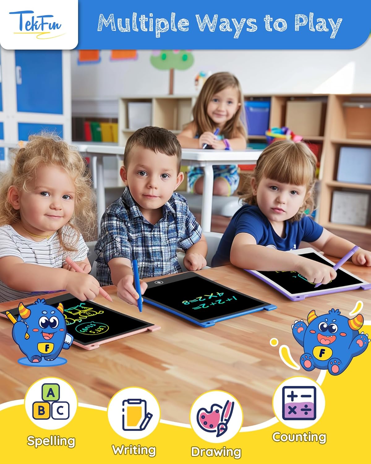 TEKFUN Kids Toys,10in 2 Pack LCD Writing Tablet Coloring Doodle Drawing Board Pad for Kids with