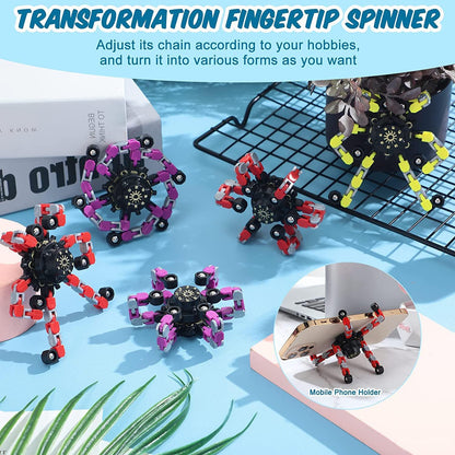 100pcs Random Fidget Spinners,DIY Deformable Robot Fingertip Toys,Decompression Spinner,Deformable