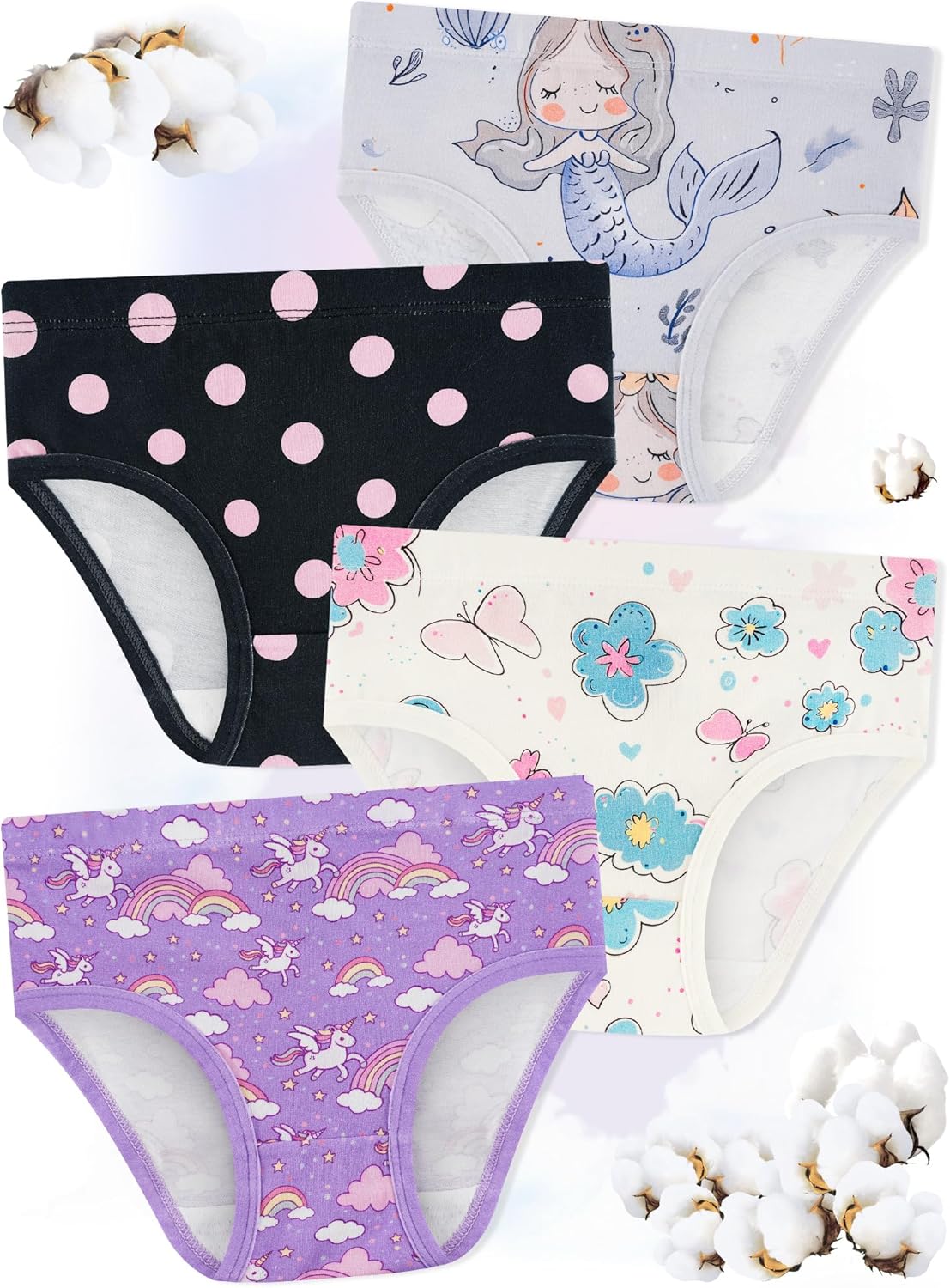 Girls' Underwear,Soft Cotton Tagless Panties for Toddlers' & Little Kids' Comfort,Breathable