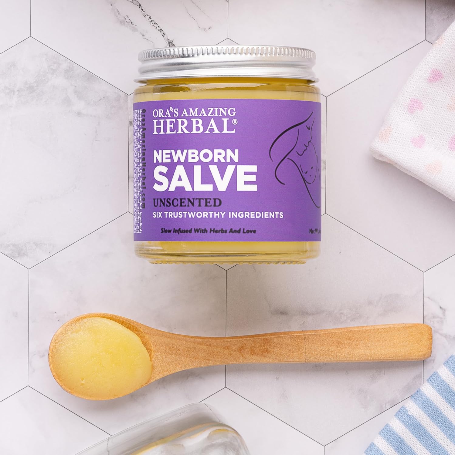 Ora's amazing Herbal, Newborn Salve, Diaper Rash Cream, Calendula Baby Balm, EWG Verified Baby