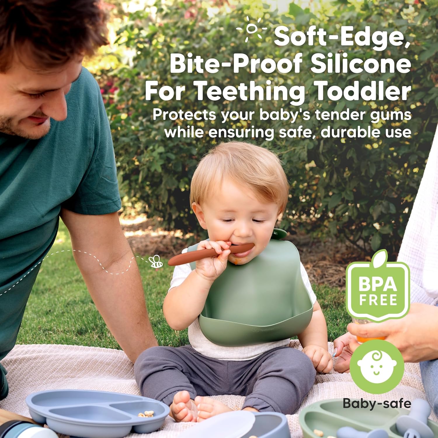 KeaBabies Silicone Baby Spoons, Self Feeding 6-12 months - 3-Pack Baby Weaning Eating