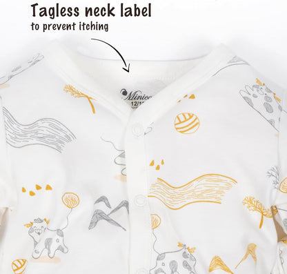 Baby Boys Girls Cotton Footies Multi Pack Long Sleeve Baby Footed One-Piece Jumpsuit Multi Pack