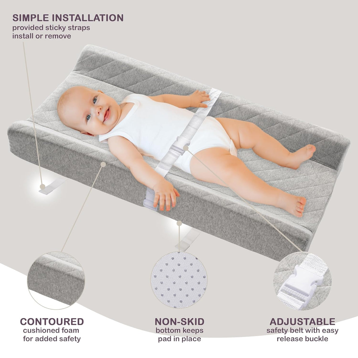 Organic Cotton Contoured Baby Changing Pad w/Waterproof Foam Mattress, Includes Soft, Removable &