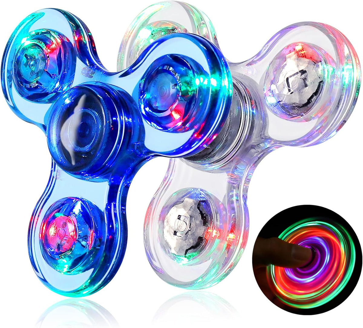 Gigilli Fidget Spinners 2 Pack, LED Light up Sensory Fidget Toys for Kids Adults, Glow in The Dark