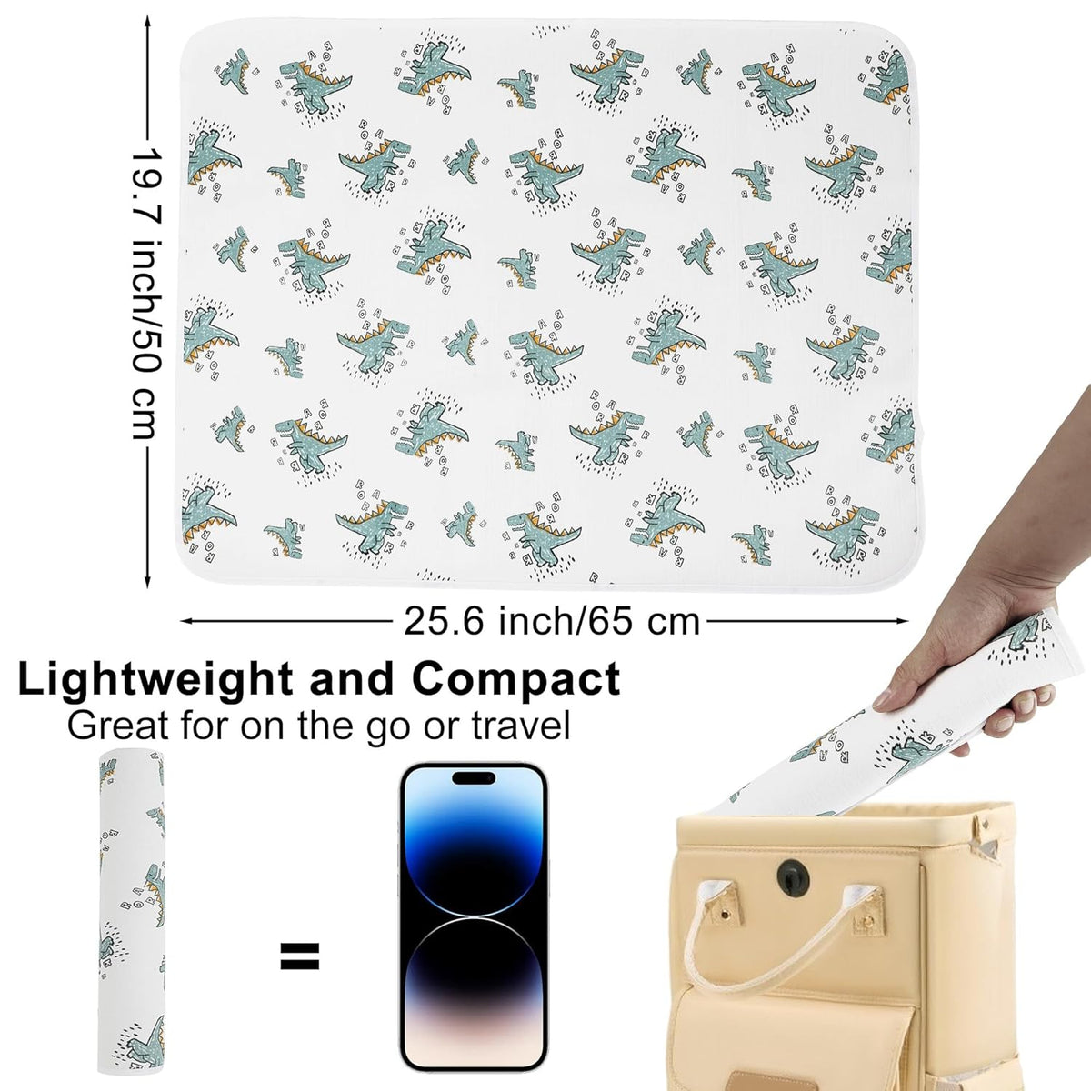 Baby Diaper Changing Pad, 19.7"x25.6" Waterproof Changing Pad Liners with 100% Muslin Cotton Front