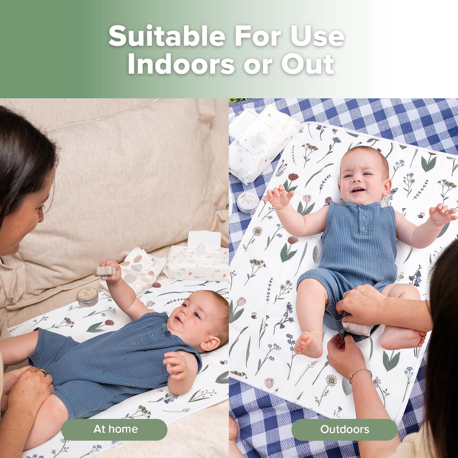 haakaa Waterproof Changing Pad Liners, 100% Cotton, Soft & Breathable (1pc, 19.5" x 27.5" Honey