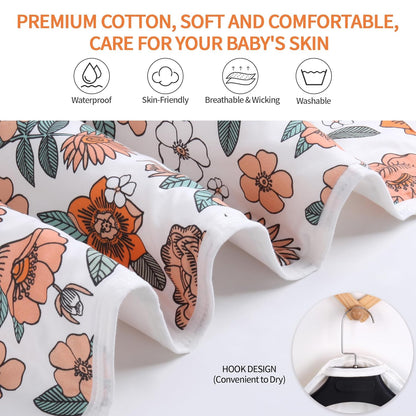 Diaper Changing Pads for Baby, Flower Change Mat, 3Layers Waterproof Change Pad Foldable Absorbent