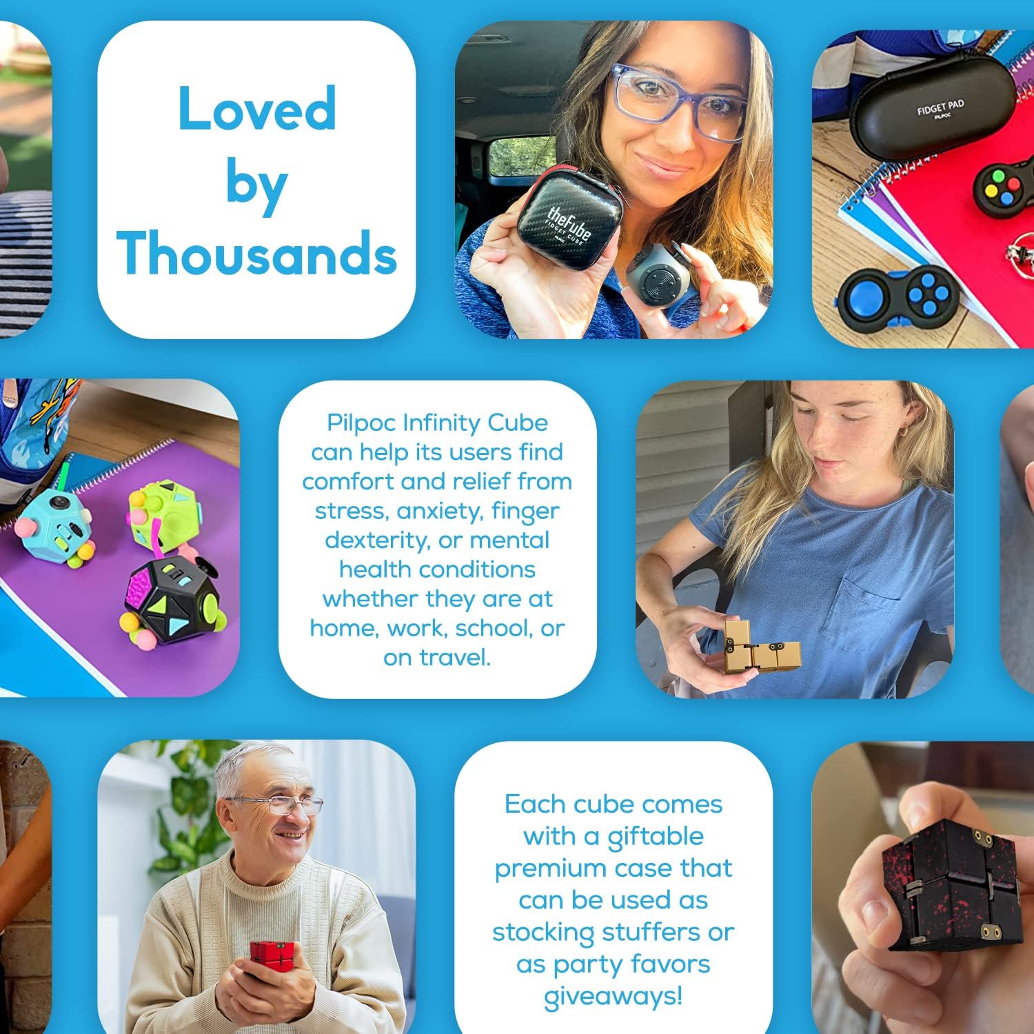PILPOC theFube Infinity Cube Fidget Desk Toy - Aluminum Infinite Magic Cube with Case, Sturdy