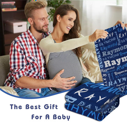 Personalized Baby Blanket with Name Customized Gift for Baby Shower Christmas Birthday New Mom