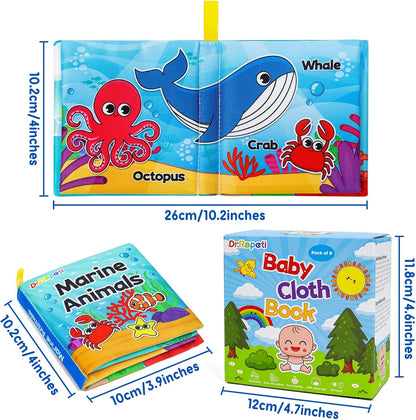 Dr.Rapeti Soft Cloth Books Baby Books Bath Books 8-Pack for Baby Infant Toddler Kid Crinkle