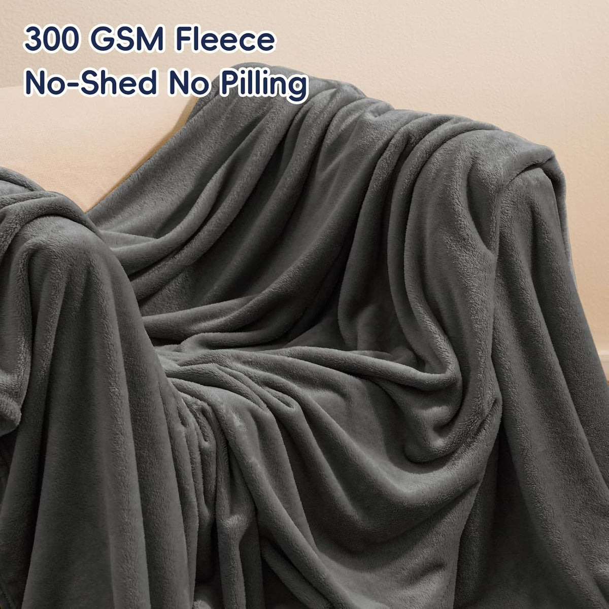 PHF Ultra Soft Fleece Blanket Queen Size, No Shed No Pilling Luxury Plush Cozy 300GSM Lightweight