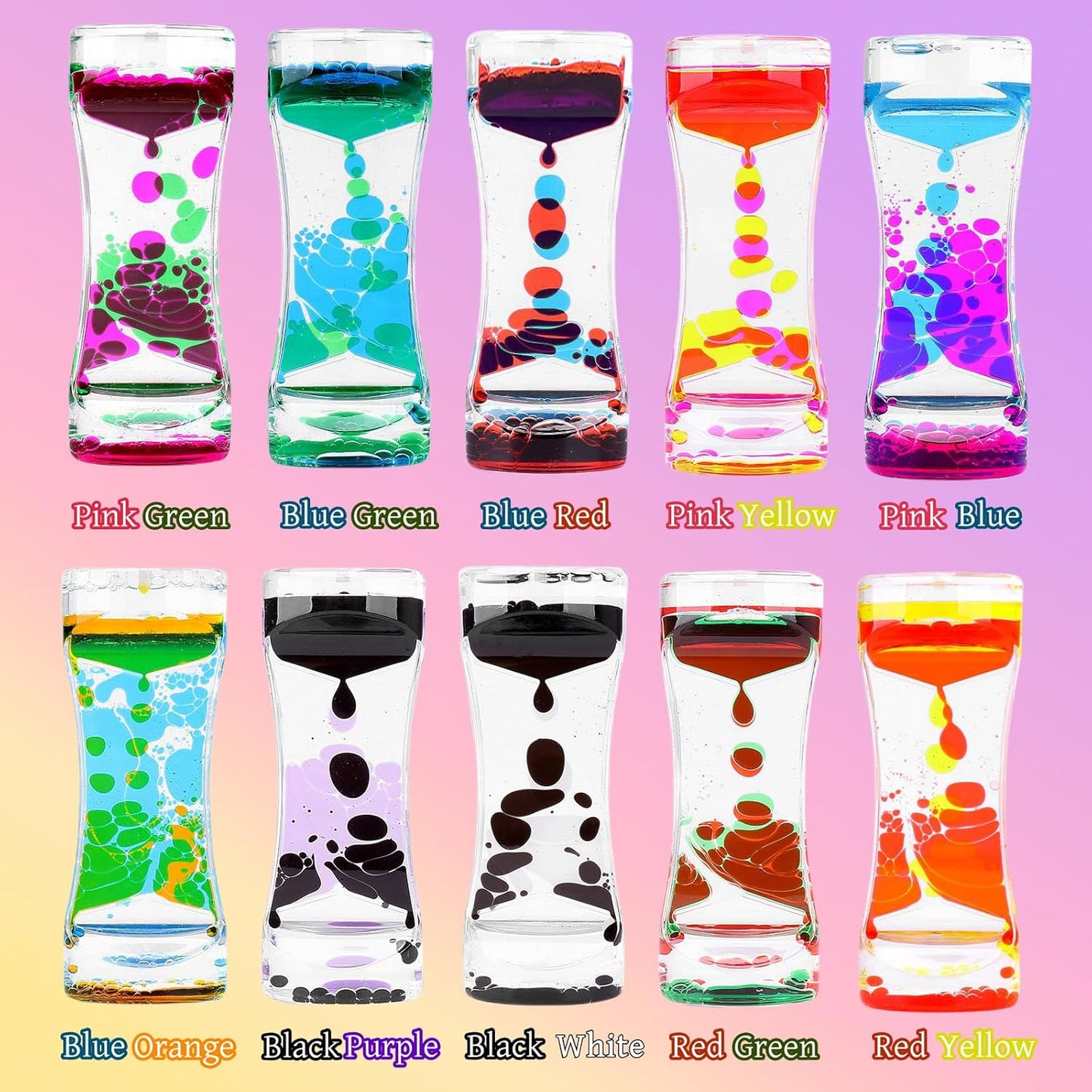 Liquid Motion Bubbler Colorful Oil and Water Sensory Toys Hourglass Bubbler Timer ADHD Anxiety