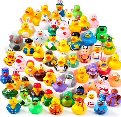 JOYIN 240 Pcs Rubber Ducks, Random Assortment Ducks Bulk with Mesh Carry Bag, Mini Rubber Duckies