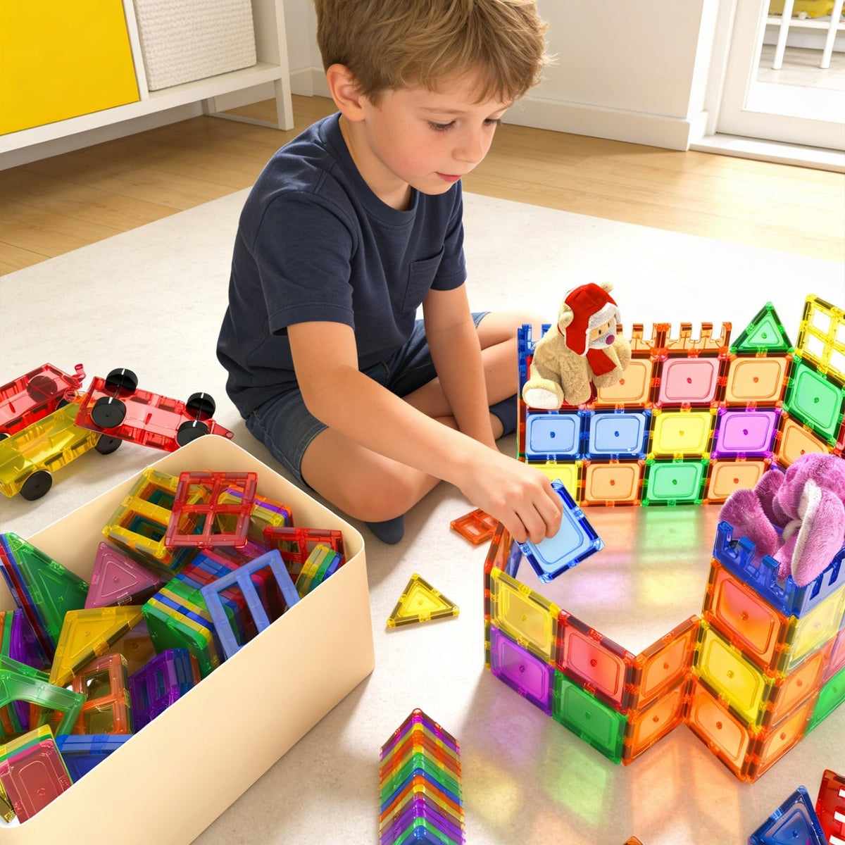 Coodoo Magnetic Tiles Kids Toys STEM Magnet Toy for Toddler Magnetic Blocks Building Preschool
