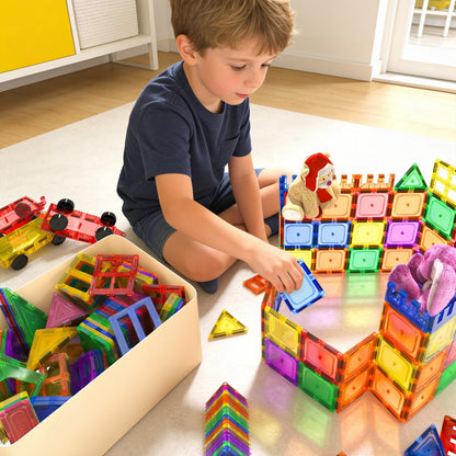 Coodoo Magnetic Tiles Kids Toys STEM Magnet Toy for Toddler Magnetic Blocks Building Preschool