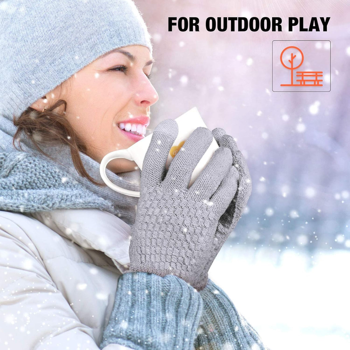 Geyoga 2 Pairs Women's Winter Touch Screen Gloves Soft Warm Fleece Lined Knit Elastic Cuff Winter