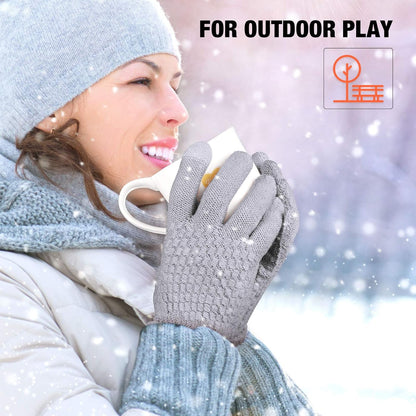 Geyoga 2 Pairs Women's Winter Touch Screen Gloves Soft Warm Fleece Lined Knit Elastic Cuff Winter