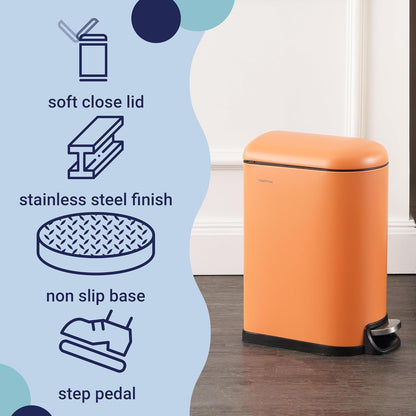happimess HPM1009K Roland Mini 2.6-Gallon Step-Open Trash Can, Carrot Cake,with Soft-Close Lid
