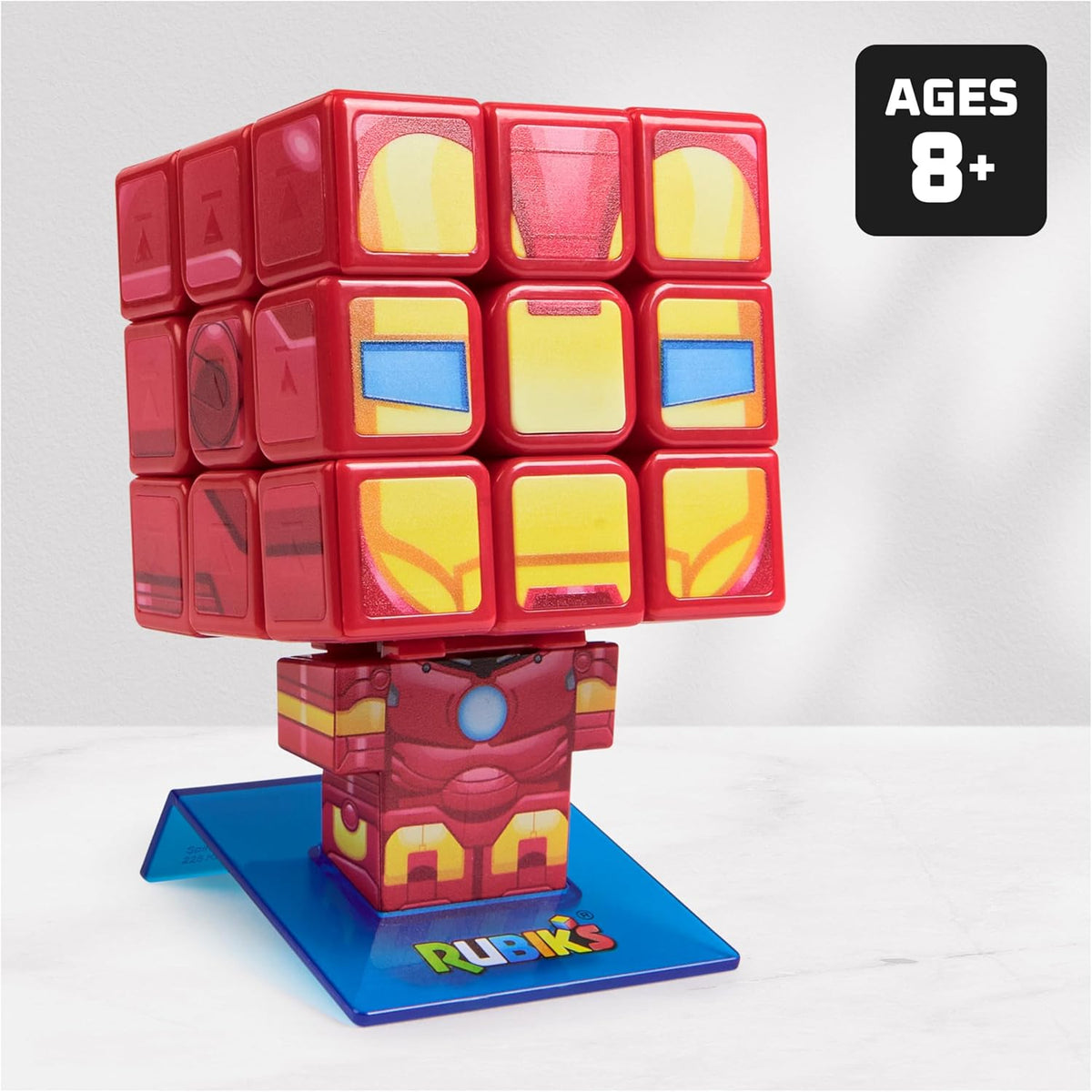 Rubik's Cube Iron Man Cuber, Problem-Solving Challenging Brain Teaser Collectible Iron Man Fidget