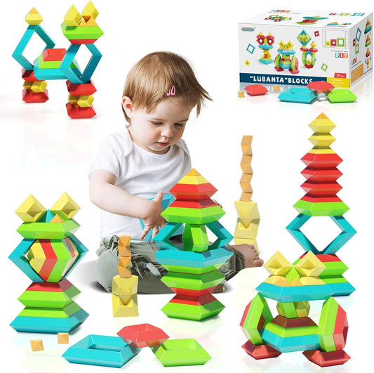 Montessori Toys for Ages 1-3 2-5 Toddlers Kids Baby,Pyramid Stacking Building Toys,3D Preschool