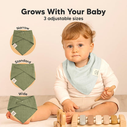 8-Pack Muslin Baby Bibs for Boys, Girls - Muslin Bandana Drool Bibs for Baby Girl & Boy, Drooling