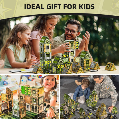 GobiDex Magnetic Tiles Army Toys, STEM Military Magnetic Building Blocks for Toddler Kids Ages 3-5