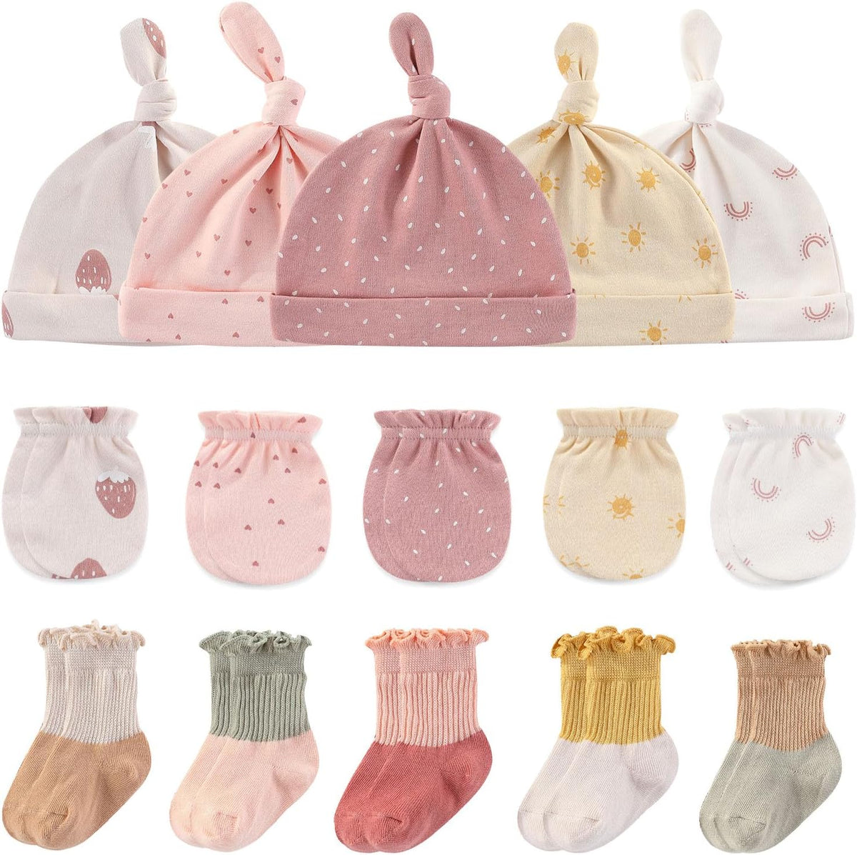 Baby Hats Mittens and Socks Set Cotton Newborn Hat Beanie Soft Infant Girls Boys Caps Gloves 0-6