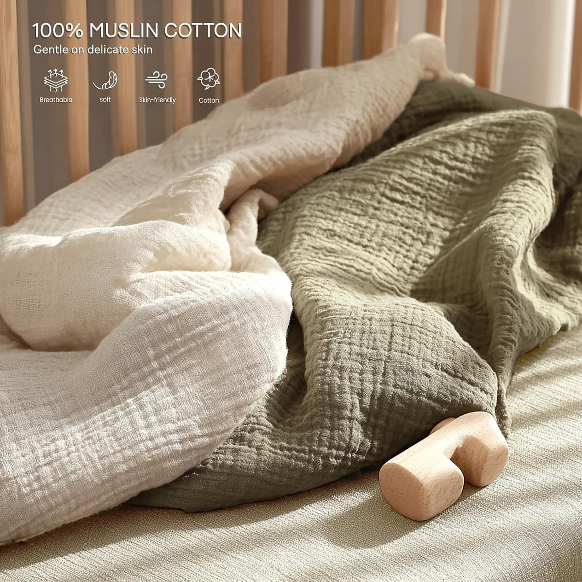 lulumoon Pack and Play Sheets Muslin: Cotton Fitted Sheets for Baby Trend Pack N Play - Soft