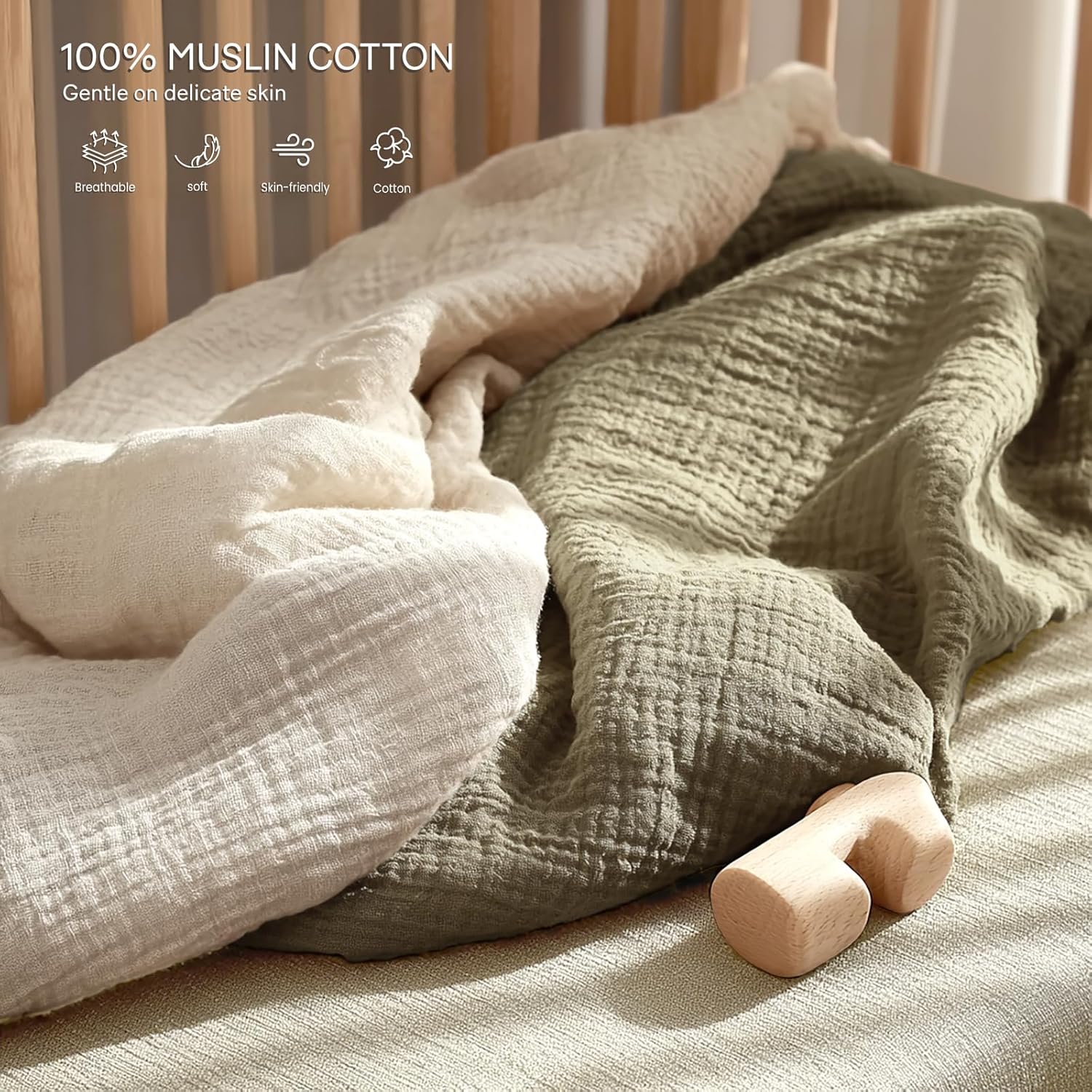 lulumoon Pack and Play Sheets Muslin: Cotton Fitted Sheets for Baby Trend Pack N Play - Soft