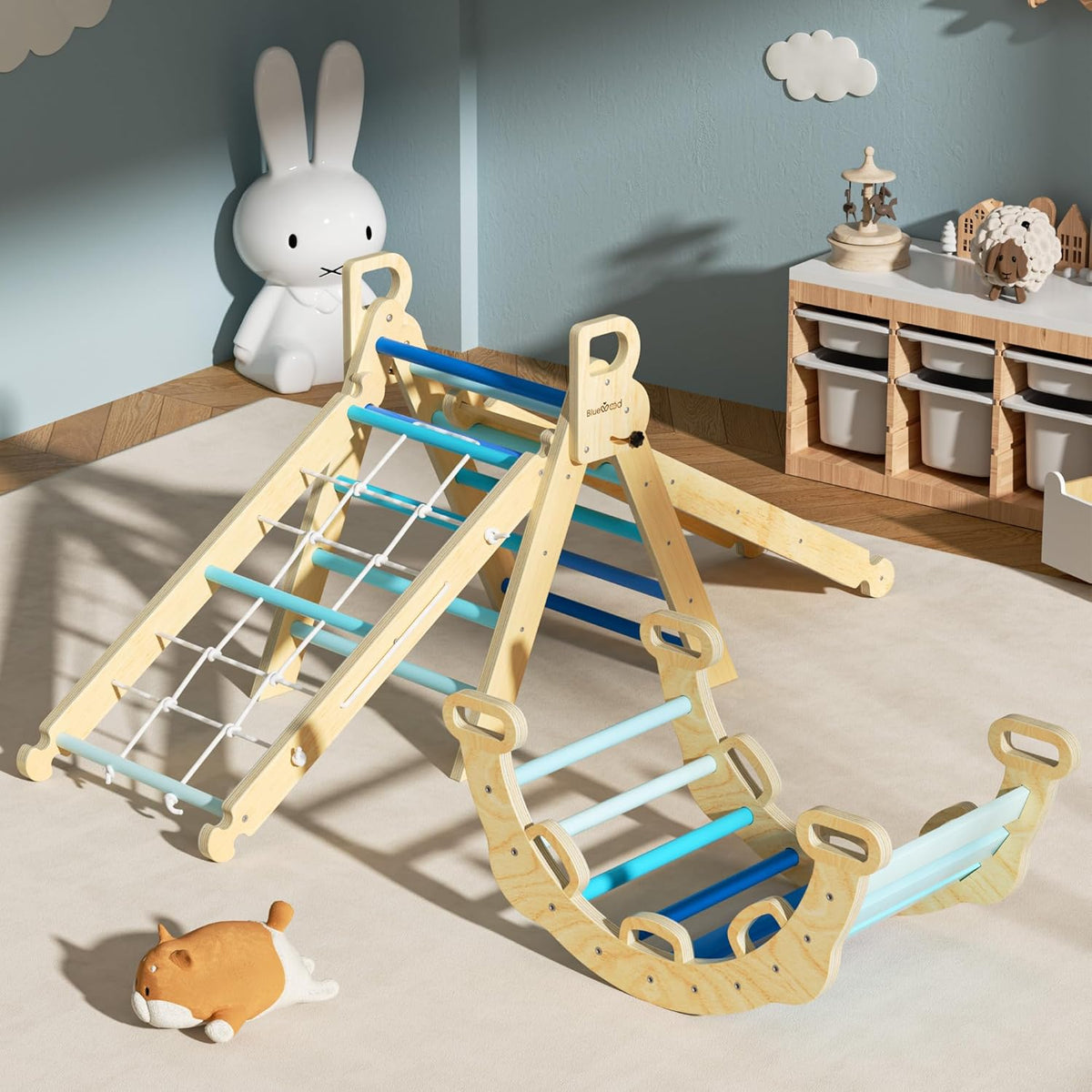 BlueWood 2025 8-in-1 Pikler Triangle Climbing Set Toddler Toys Indoor Baby Jungle Gym Climber