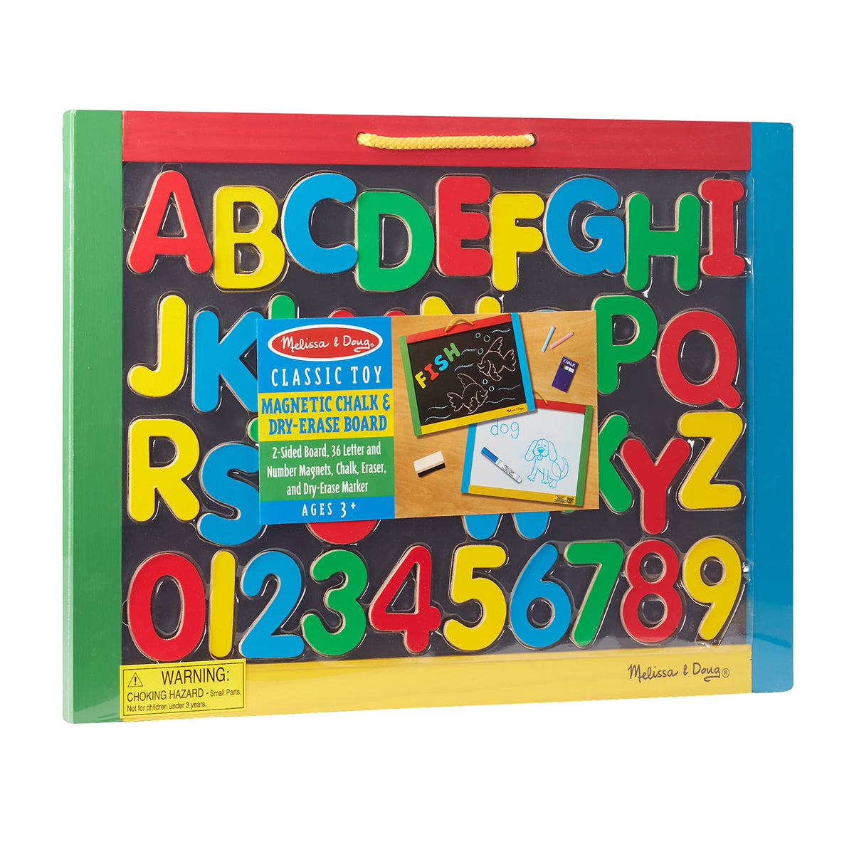 Melissa & Doug Magnetic Chalkboard and Dry-Erase Board with 36 Magnets (Numbers and Uppercase