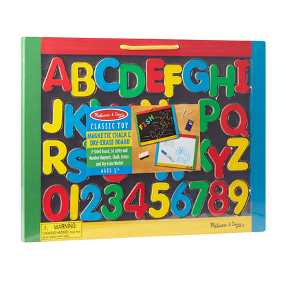 Melissa & Doug Magnetic Chalkboard and Dry-Erase Board with 36 Magnets (Numbers and Uppercase