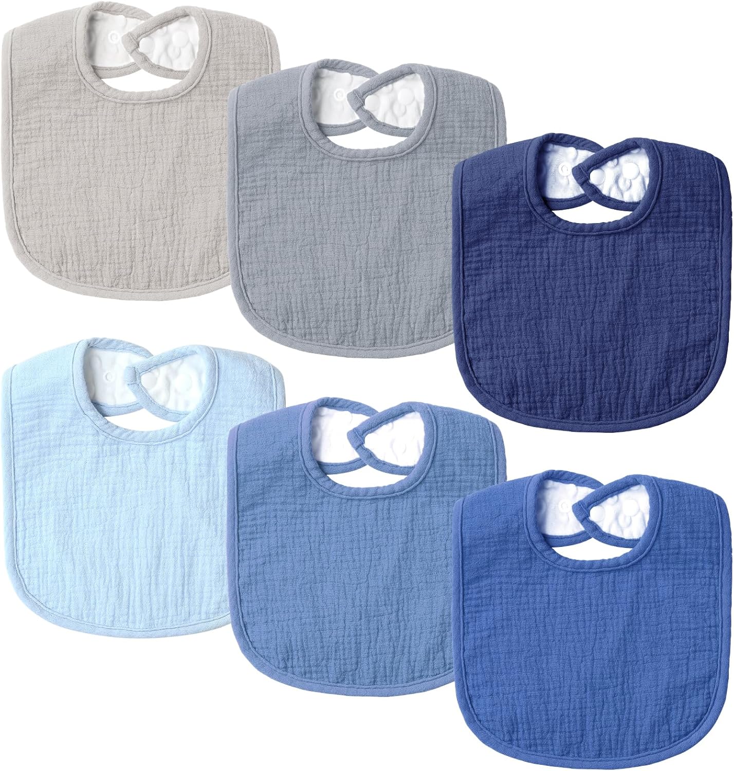 6-Pack Muslin Baby Bibs for Unisex Boys Girls, Cotton Baby Drool Bibs, Drooling and Teething Bibs