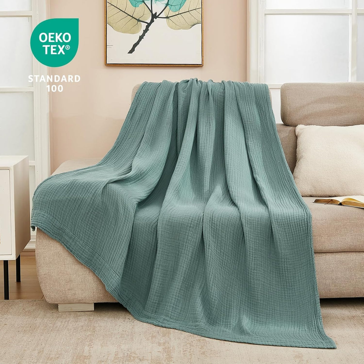 EMME Muslin Twin Blankets for Couch Breathable Gauze All Season Soft and Lightweight Pre-Washed