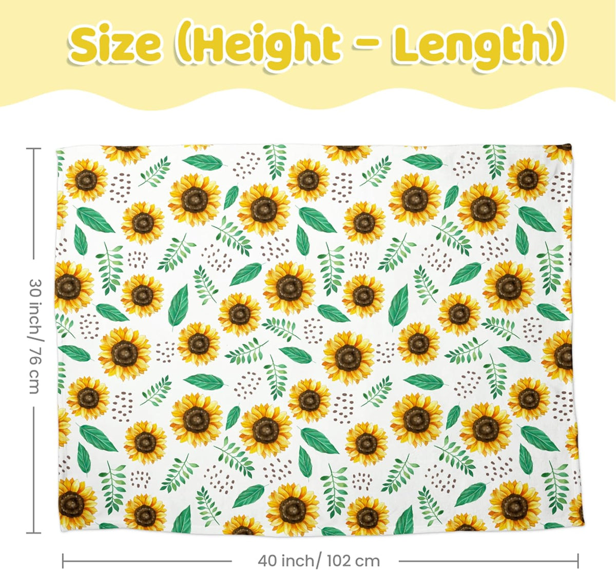 SANDJEST Sunflower Blanket for Girls Kid - 30 x 40 Minky Throw Kids Blankets Gifts for Birthday