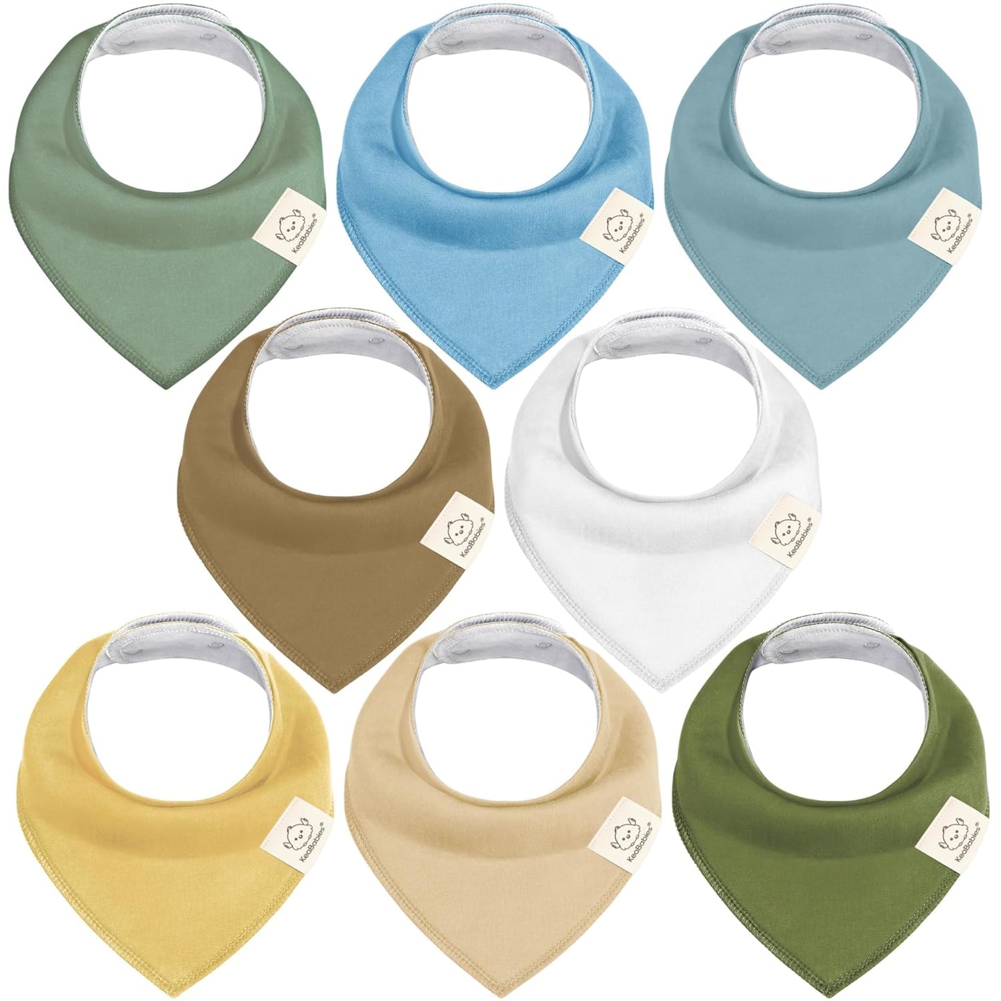 8-Pack Organic Baby Bandana Bibs for Boys, Girls - Super Absorbent Triangle Baby Bibs for Drooling