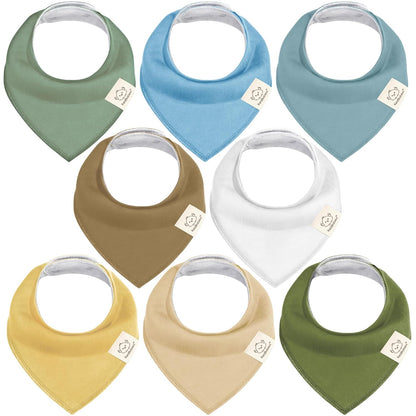 8-Pack Organic Baby Bandana Bibs for Boys, Girls - Super Absorbent Triangle Baby Bibs for Drooling