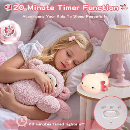 Axolotl Lamp,Cute Axolotl Night Light,Dimmable Silicone Animal Nursery Night Light,Adorable