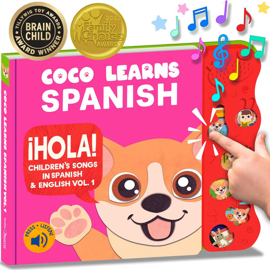 Musical Spanish Books for Kids 1-3, Spanish English Toys for Babies & Toddlers 1-3, Baby & Toddler