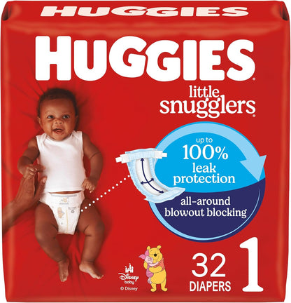 Huggies Size 1 Diapers, Little Snugglers Baby Diapers, Size 1 (8-14 lbs), 32 Count, Packaging May