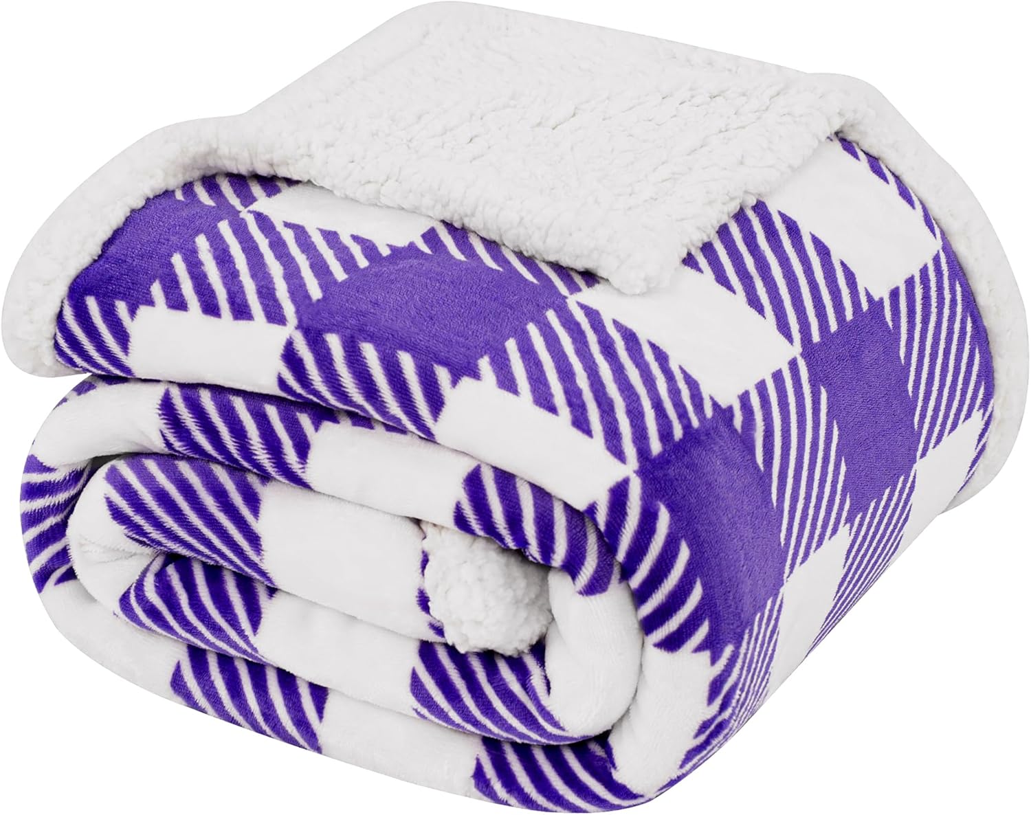 Touchat Sherpa Plaid Twin Blanket 60" X 70", Fuzzy Fluffy Soft Cozy Throw Blanket, Twin Size Plush