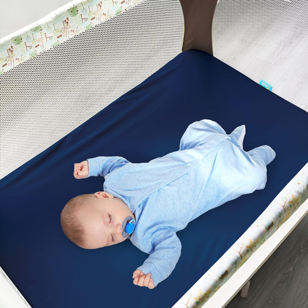 Pack and Play Sheets and Waterproof Pack n Play Mattress Protector Pad Cover 4 Pack Set, Ultra Soft