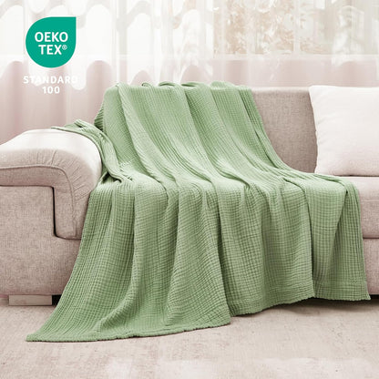 EMME Cotton Blanket Twin XL for Bed Soft Muslin Blankets 66"x90" Lightweight Breathable Layering