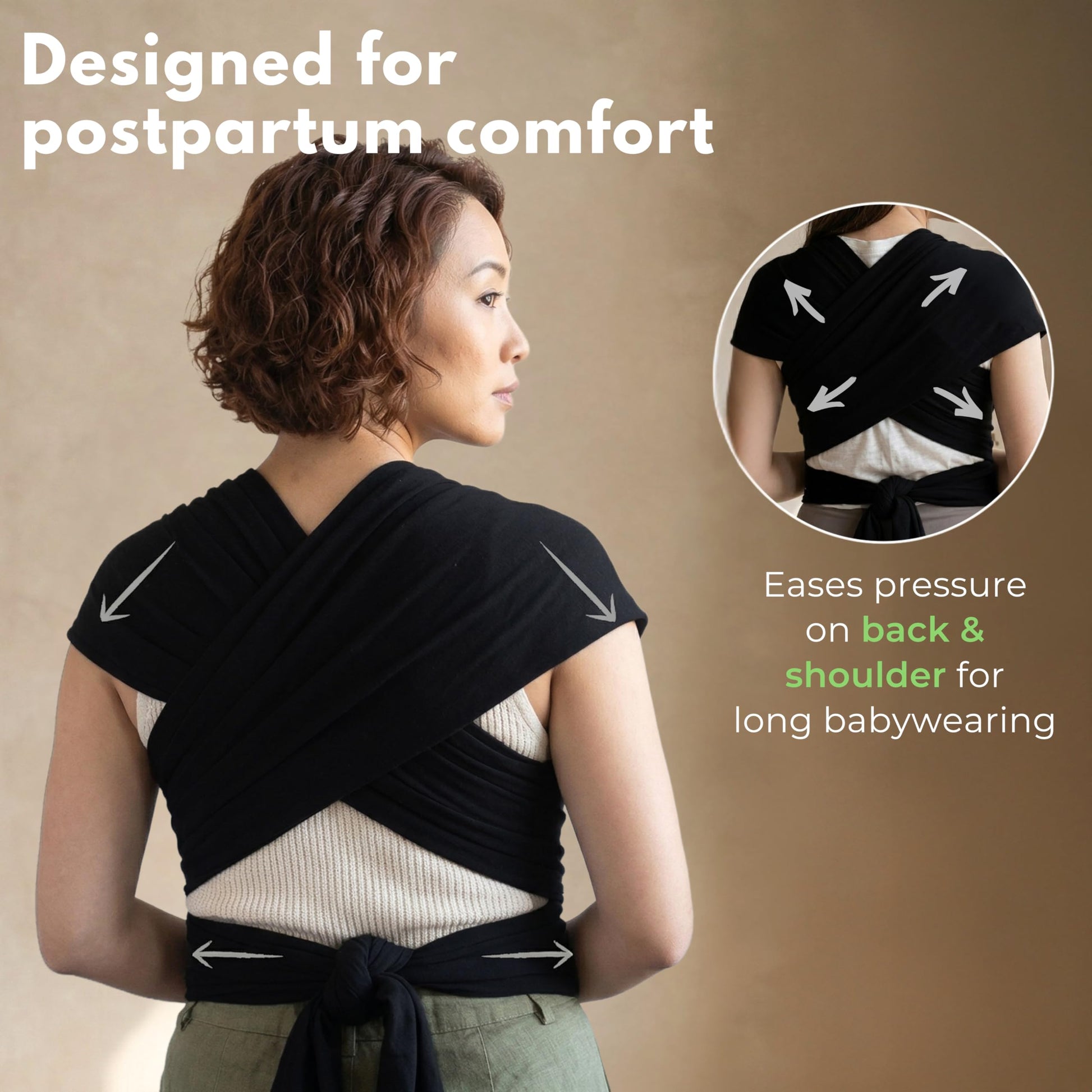ELDOMA Black Baby Wrap Carrier - Lightweight, Breathable Baby Sling, Hands Free Baby Carrier Sling