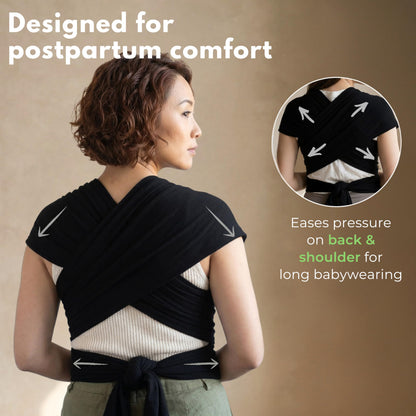 ELDOMA Black Baby Wrap Carrier - Lightweight, Breathable Baby Sling, Hands Free Baby Carrier Sling
